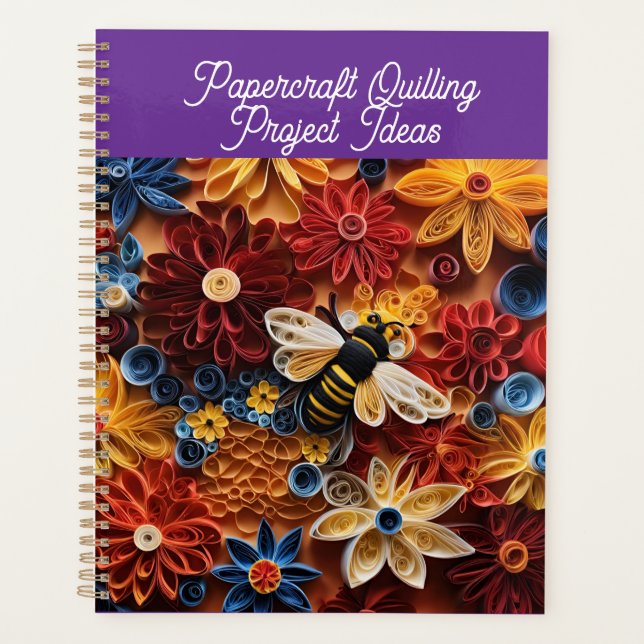 Agenda Paper Quilling Design Bee surrounded by Flowers (Frente)