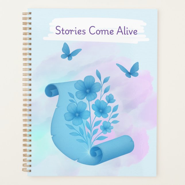 Agenda Papiro Encantado - Flores e Borboletas Design (Frente)