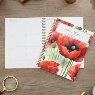 Agenda Papoulas Vermelhas Aquarela Moderna