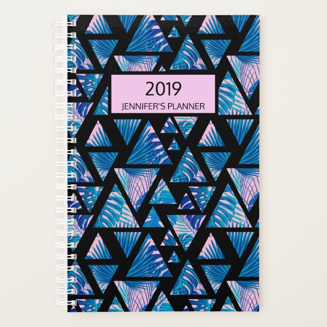 Agenda Paraíso da Palma Tropical Azul Rosa 2019 Personali (Frente)