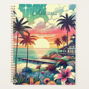 Agenda Paraíso Rosa e Turquesa Arte de Praia
