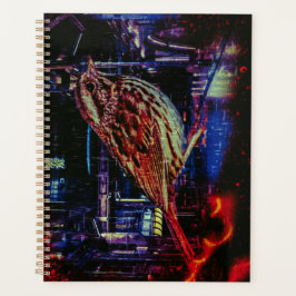 Agenda Pardal Cyberpunk na Paisagem Urbana Neon