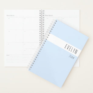 Agenda Passado Simples Pastel Moderno Azul Qualquer Ano