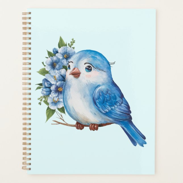 Agenda Pássaro Azul com Flores (Frente)