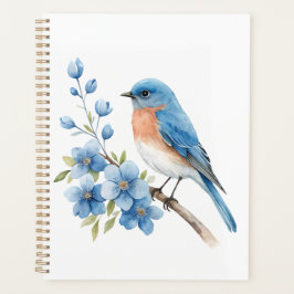 Agenda Pássaro azul com flores azuis