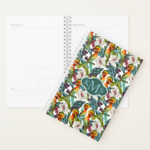 Agenda Pássaro e Flor Exótica Monograma