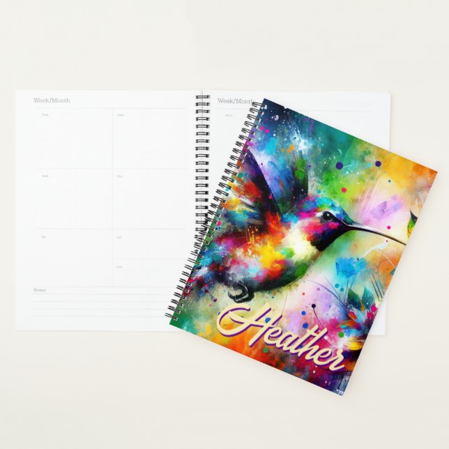 Agenda Pássaro Hummingbird Colorido Whimsical Personaliza (Exibição)