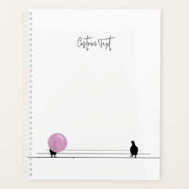 Agenda Pássaros bonitos e bonitos de Bublegum em um branc