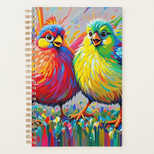 Agenda Pássaros com abstrato de arte colorida, gracinha g