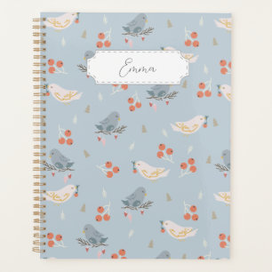 Agenda Pássaros de Natal Personalizáveis Padrão Invisível