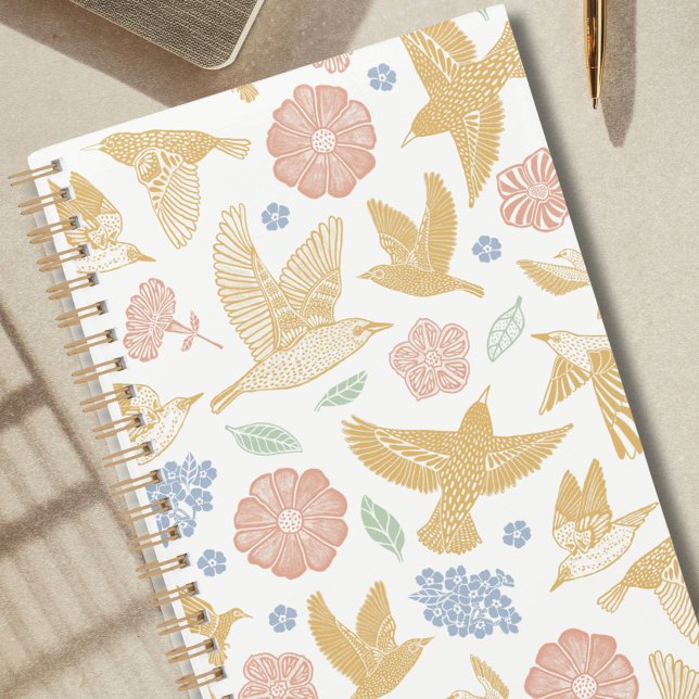Agenda Pássaros e Flores Desenhados à Mão Semanalmente (Criador carregado)