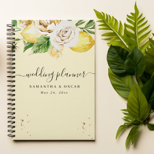 Agenda Pasta Amarela de Pastel Moderna e Folha