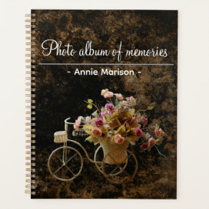 Agenda Pasta de padrões vintage com imagem de bicicleta d