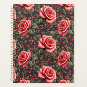 Agenda Pasta de trabalho com um belo padrão de rosa