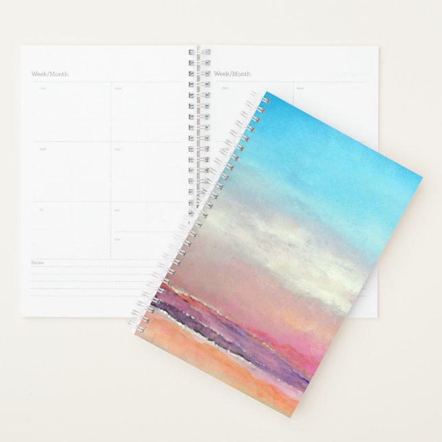 Agenda Pastas Sunset de Aquarelas de Praia (Exibição)