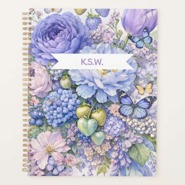 Agenda Pastel Blue Floral Butterfly Planner  (Frente)