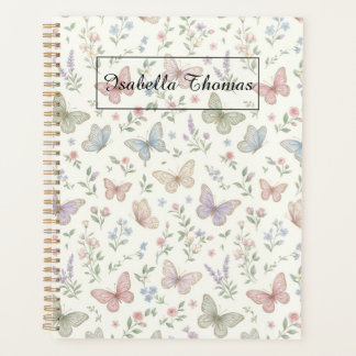 Agenda Pastel Butterfly Floral Notebook Cover Background