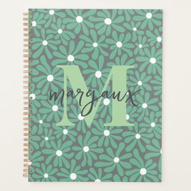 Agenda Pastel Daisies Monograma Personalizado Floral (Frente)