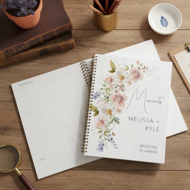 Agenda Pastel Floral Modern Wedding (Criador carregado)