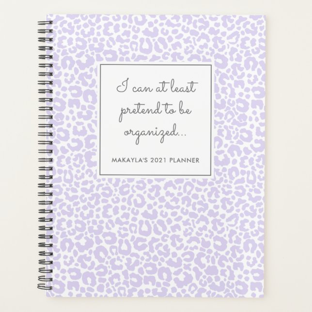 Agenda Pastel Leopard Engraçado Padrão de Impressão Roxo (Frente)