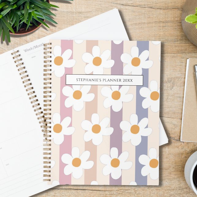 Agenda Pastel personalizado Daisy Floral Patterno (Criador carregado)