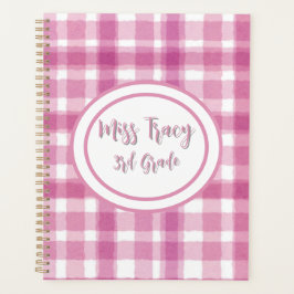 Agenda Pastel Pink Plaid Custom