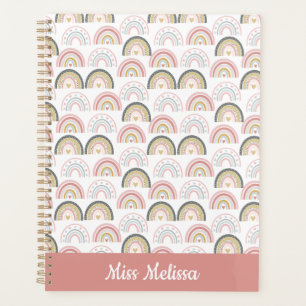Agenda Pastel Rainbow Com Professor Incrível De Padrões C