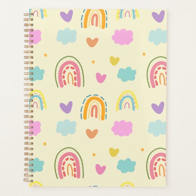 Agenda "Pastel Rainbow e Cloud Pattern (Frente)