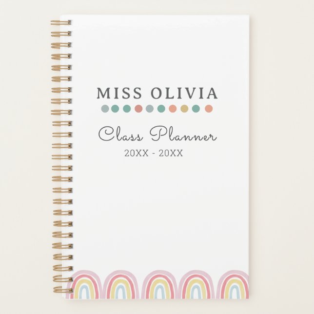 Agenda Pastel Rainbow Teacher Planner | Presente personal (Frente)