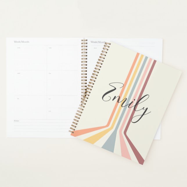 Agenda Pastel retro estilo stripes design (Exibição)