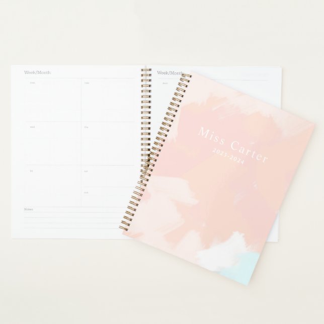 Agenda Pastel Springtime com detalhes de nome e ano (Exibição)