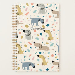 Agenda Pastel Terrazzo Funny Cute Dog Patterno