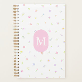 Agenda Pastel Wildflower Pink Monogram Planner