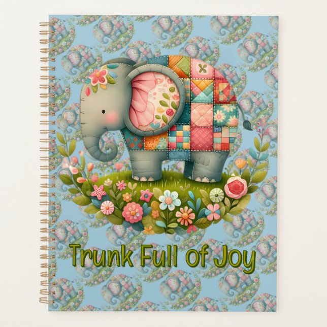 Agenda Patchwork Elephant Floral Meadow Charm (Frente)