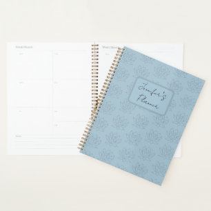 Agenda Pato Elegante Lotus Floral Simples Azul Ovo
