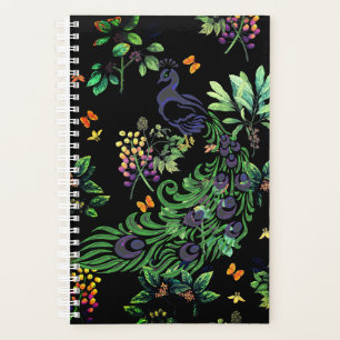 Agenda Pavão Ornamentado e Floral Vintage
