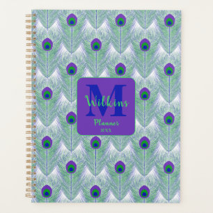 Agenda Pavão-Púrpura Penas de Arte Azul Verde