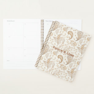 Agenda Paz Boêmio Hippie Anos Sessenta Paisley 