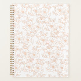 Agenda Peach Fuzz Padrão Minimalista de Flor de Cor de Te