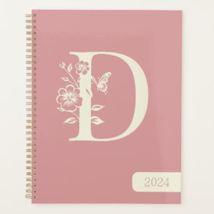 Agenda Peach Monograma branco Nome minimalista 2024