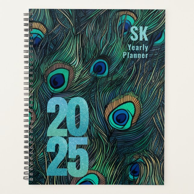 Agenda Peacock Feather Hardcover Spiral Planner (Frente)