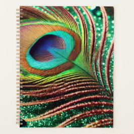Agenda Peacock Feather on Green Glitter