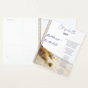 Agenda pegadas na areia personalizadas, ano personalizado
