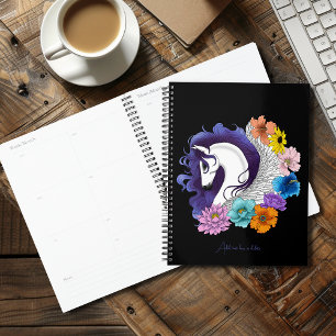 Agenda Pegasus Preto Floral