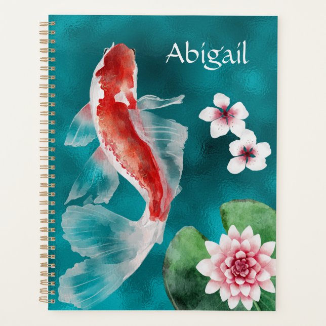 Agenda Peixe Koi Personalizado Japonês, Blossomas De Cere (Frente)