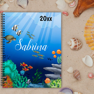 Agenda Peixes coloridos, oceanos e fundos marinhos azuis