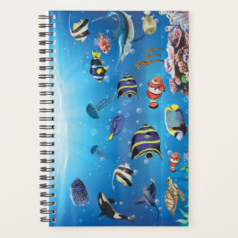 Agenda Peixes Tropicais nadando no fundo do mar