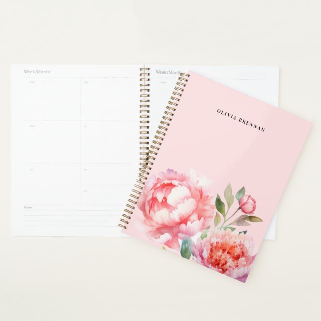 Agenda Peônias de pincel floral refinado Design (Exibição)