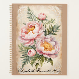 Agenda Pêonias rosa e Vintage rendas