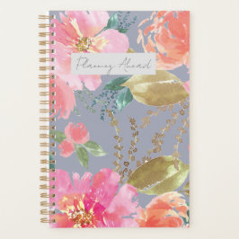 Agenda Peony Rosa de Aquarela